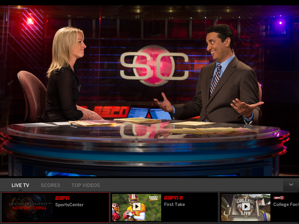 WatchESPN App Live Toolbar