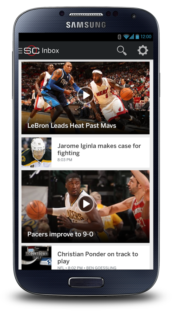 SportsCenter App on Samsung Galaxy S4