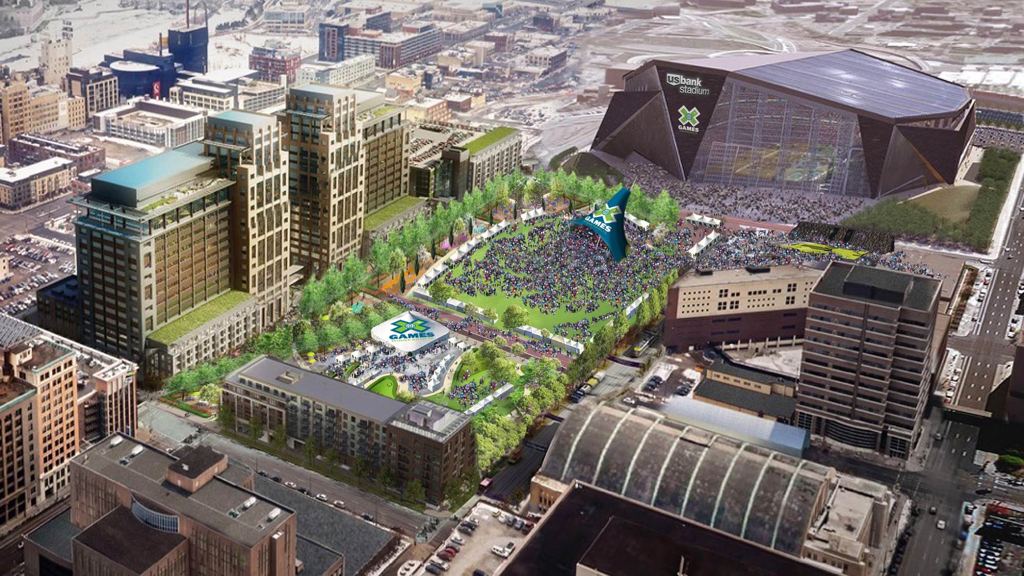 XGM_US Bank Stadium_Plaza_Commons Rendering