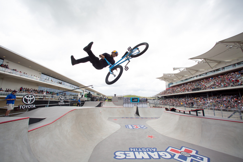 Austin, TX - June 4, 2016 - Circuit of The Americas: Daniel Sandoval competing in Toyota BMX Park during X Games Austin 2016 (Photo by Pete Demos / ESPN Images)
