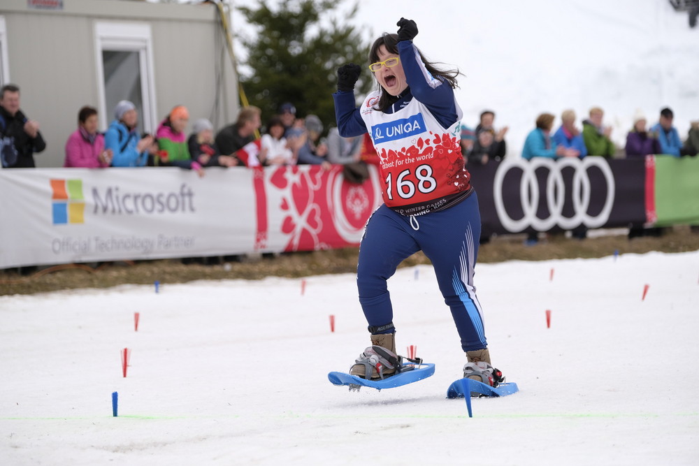 Ramsau, Styria - March 23, 2017: Sara Grassi of Italy competing in Snowshoeing during the 2017 Special Olympics World Winter Games (Photo by Tristan Shu / ESPN Images)