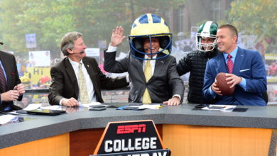 Steve Spurrier, Lee Corso and Kirk Herbstreit on the set of College GameDay Built by the Home Depot