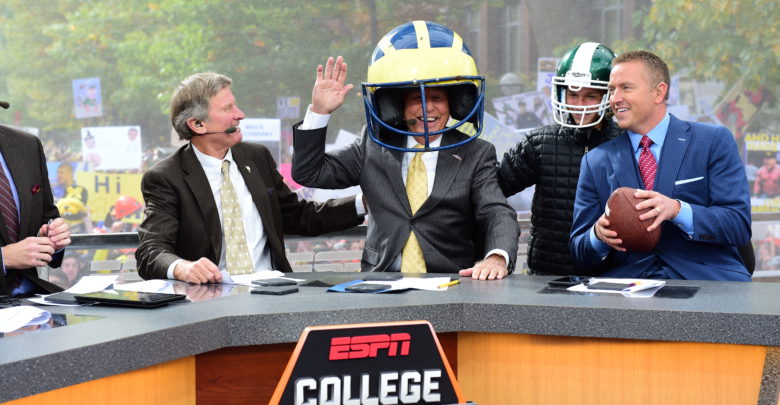 Steve Spurrier, Lee Corso and Kirk Herbstreit on the set of College GameDay Built by the Home Depot