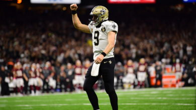 Drew Brees (9) of the New Orleans Saints
